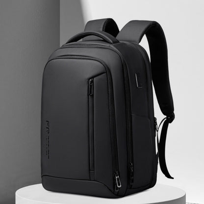 Water-Resistant Commuter Laptop Backpack – Slim or Expandable (Black) - The Dock Drop
