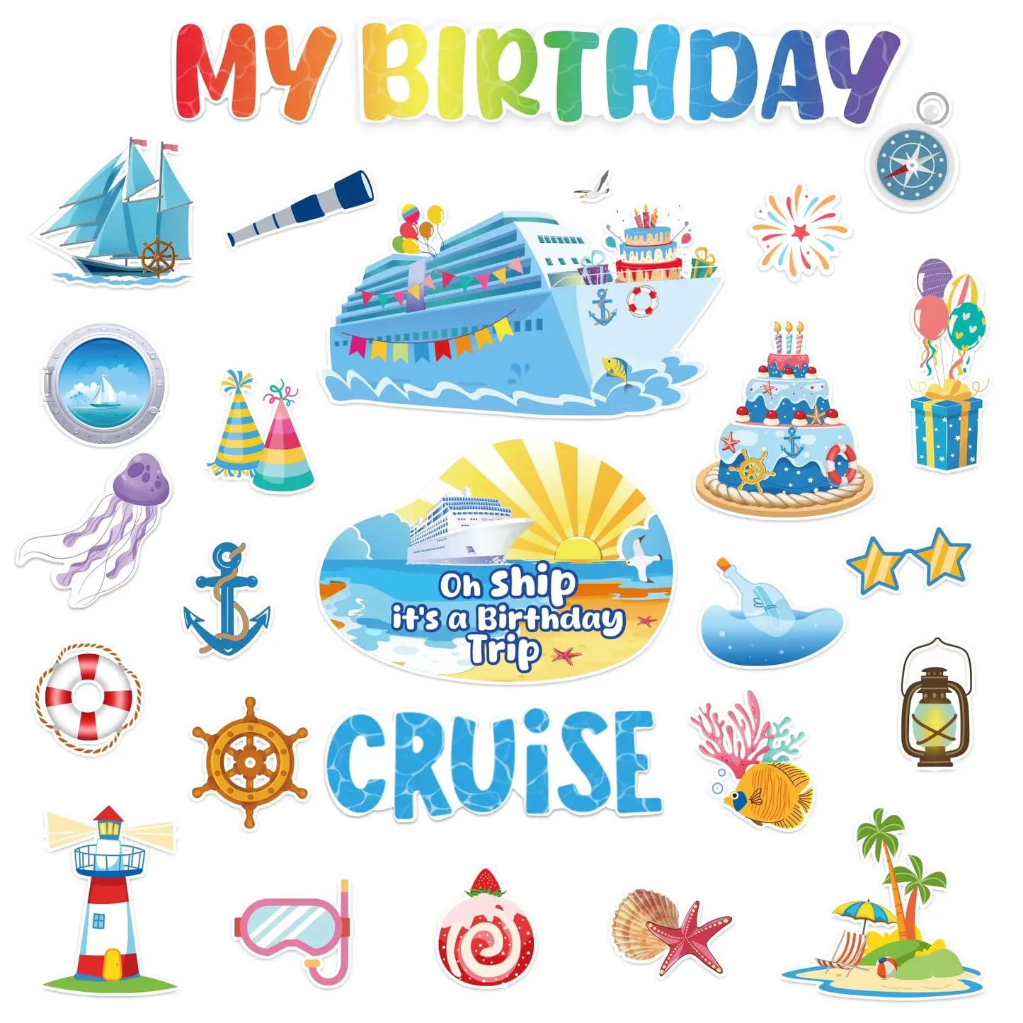 27 Pcs Large Nautical Cruise Ship Magnets