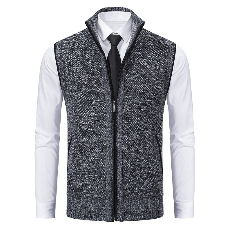 HarborLayer Knit Vest – Classic Stand Collar Warmth - The Dock Drop