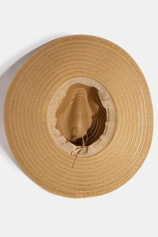 Fame Shell Beaded Wide Brim Straw Hat