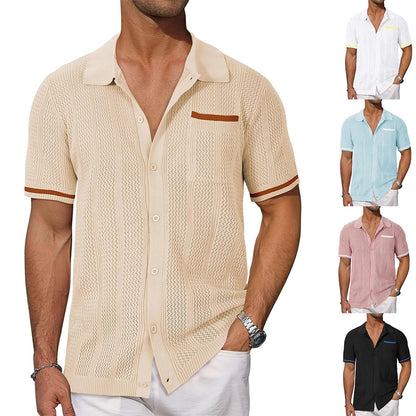 Coastline Breeze Shirt – Men’s Short-Sleeve Hollow Knit Button-Up - The Dock Drop