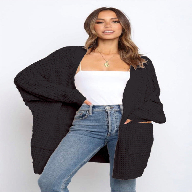 Open-Front Chunky Knit Cardigan – Cozy Longline Layer