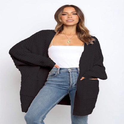 Open-Front Chunky Knit Cardigan – Cozy Longline Layer