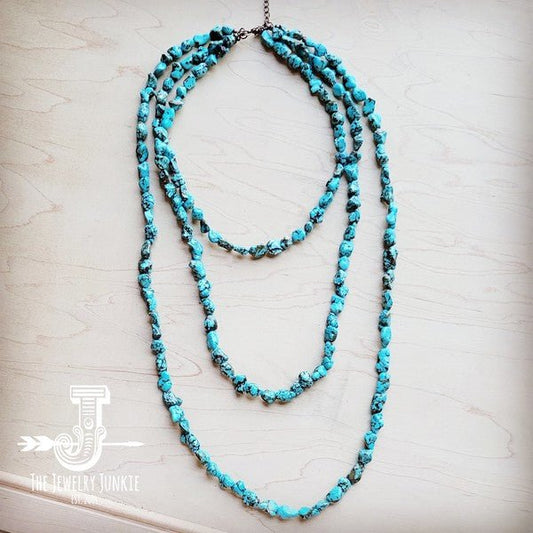 Genuine Blue Turq Triple Strand Necklace