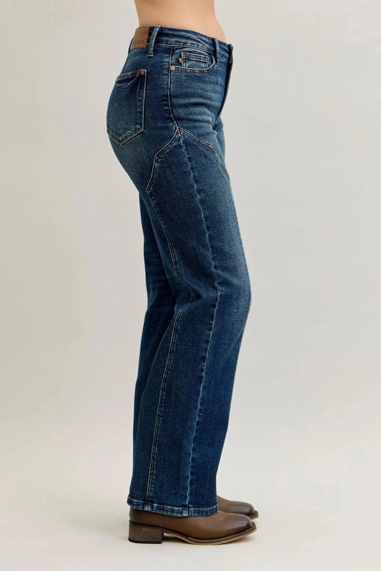 Judy Blue Full Size Seam Detail Straight Leg Jeans Plus Size