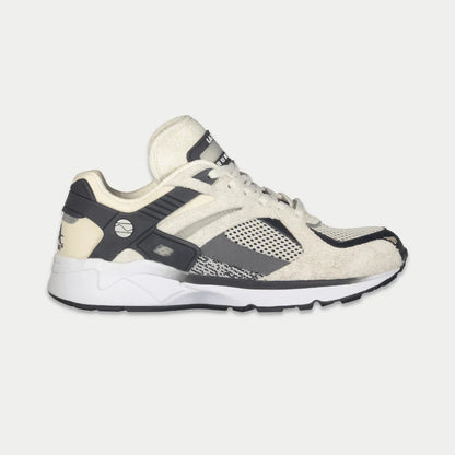 White and gray sneaker on a light gray background