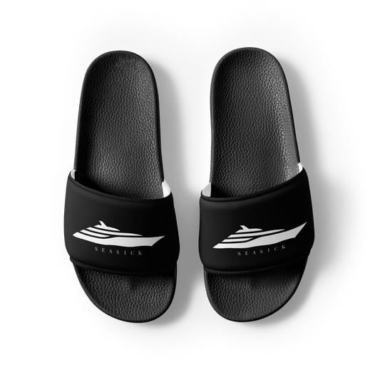 Black slides with a logo on a white background