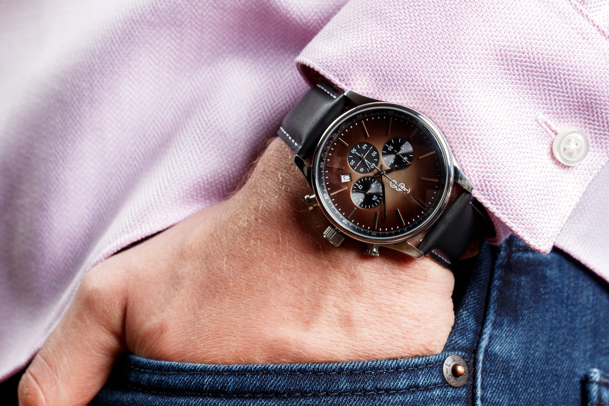 Brown Retro Chronograph - The Dock Drop