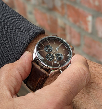 Brown Retro Chronograph - The Dock Drop