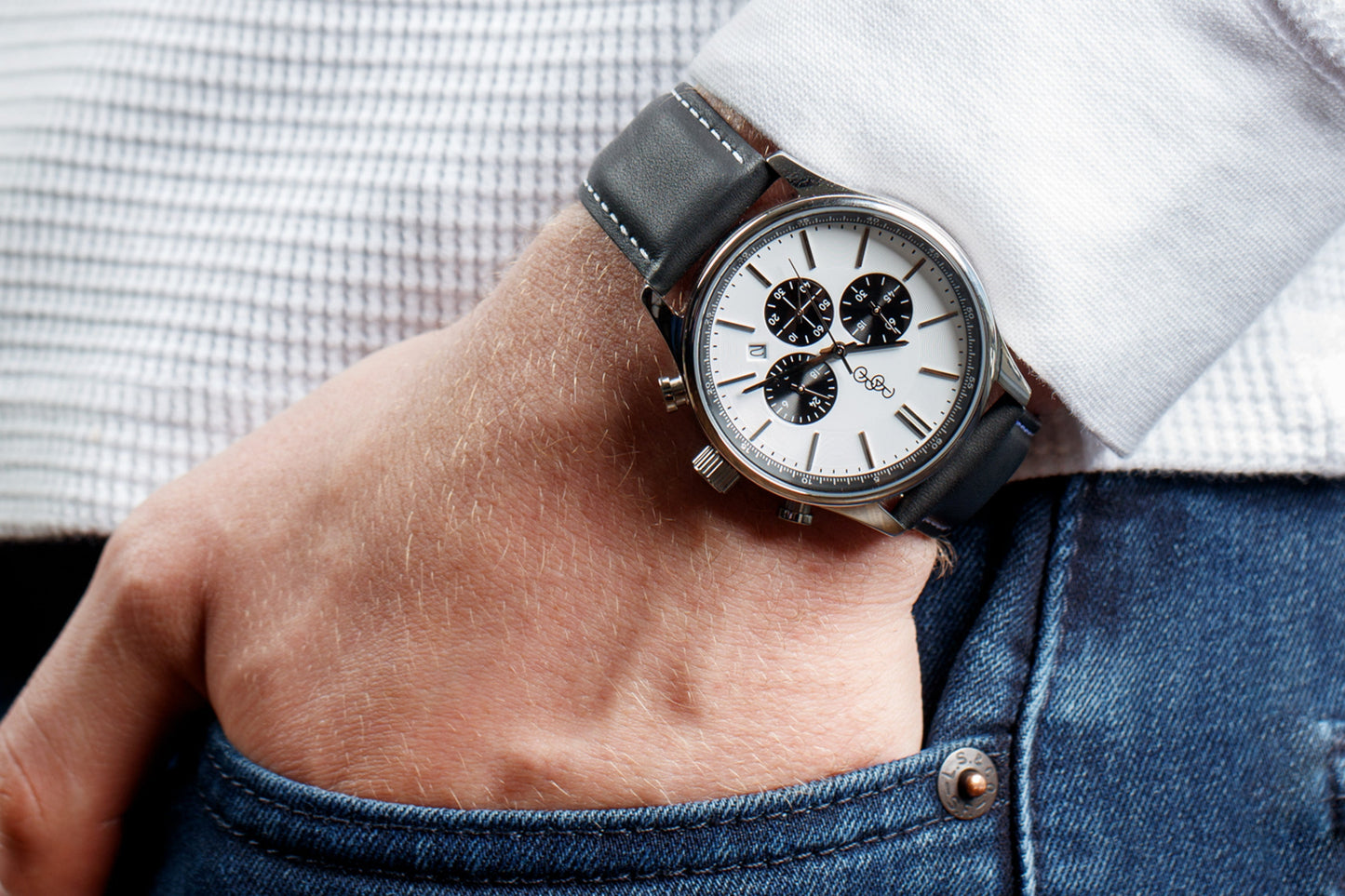 White and Black Chronograph - The Dock Drop