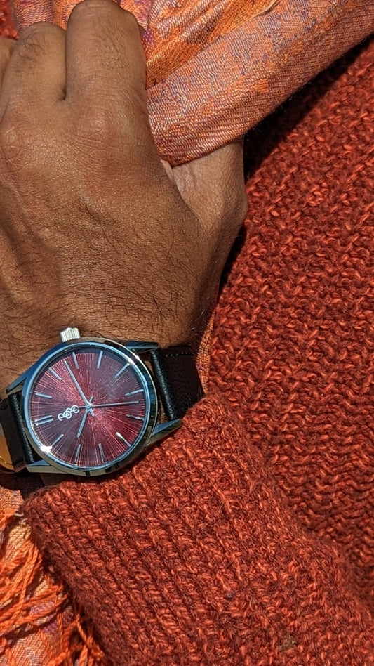 Burgundy Sunburst Watch - The Dock Drop