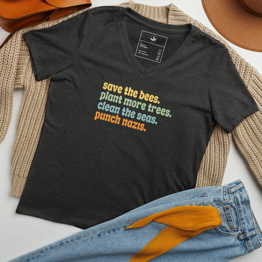 Bees, Trees & Seas Rhyme V-Neck T-Shirt - The Dock Drop