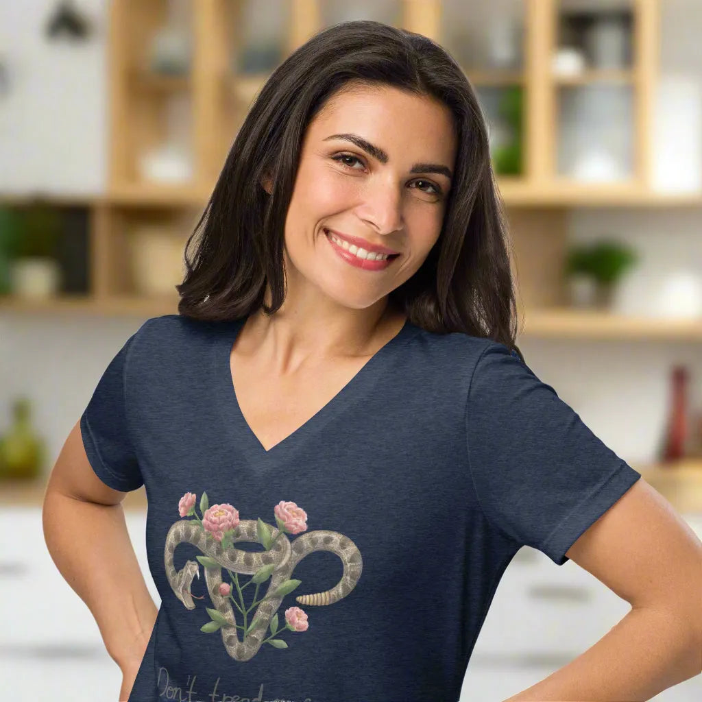 Don’t Tread On Me Uterus with Flowers V-Neck - The Dock Drop