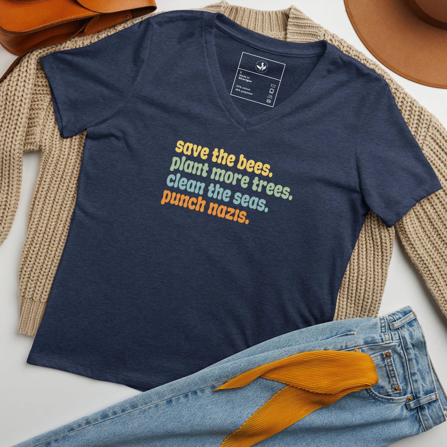 Bees, Trees & Seas Rhyme V-Neck T-Shirt - The Dock Drop