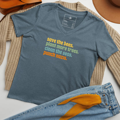 Bees, Trees & Seas Rhyme V-Neck T-Shirt - The Dock Drop