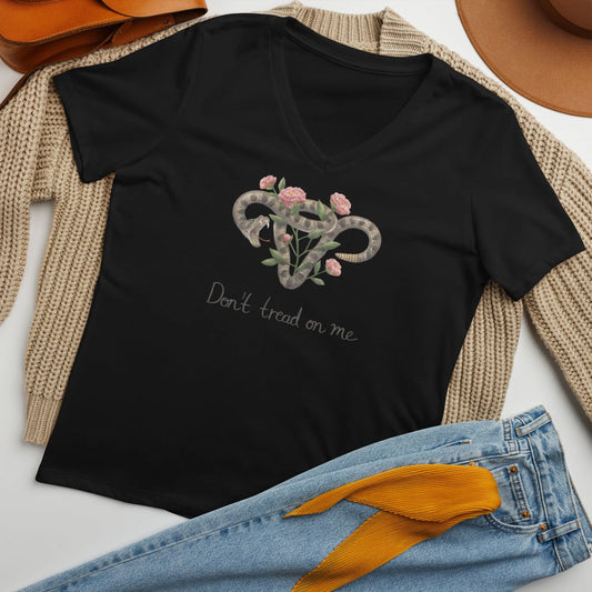 Don’t Tread On Me Uterus with Flowers V-Neck - The Dock Drop
