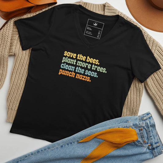 Bees, Trees & Seas Rhyme V-Neck T-Shirt - The Dock Drop