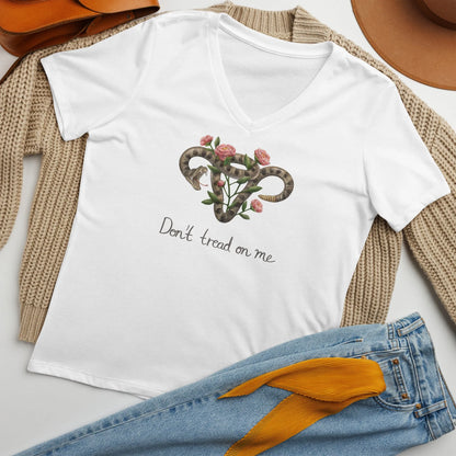 Don’t Tread On Me Uterus with Flowers V-Neck - The Dock Drop