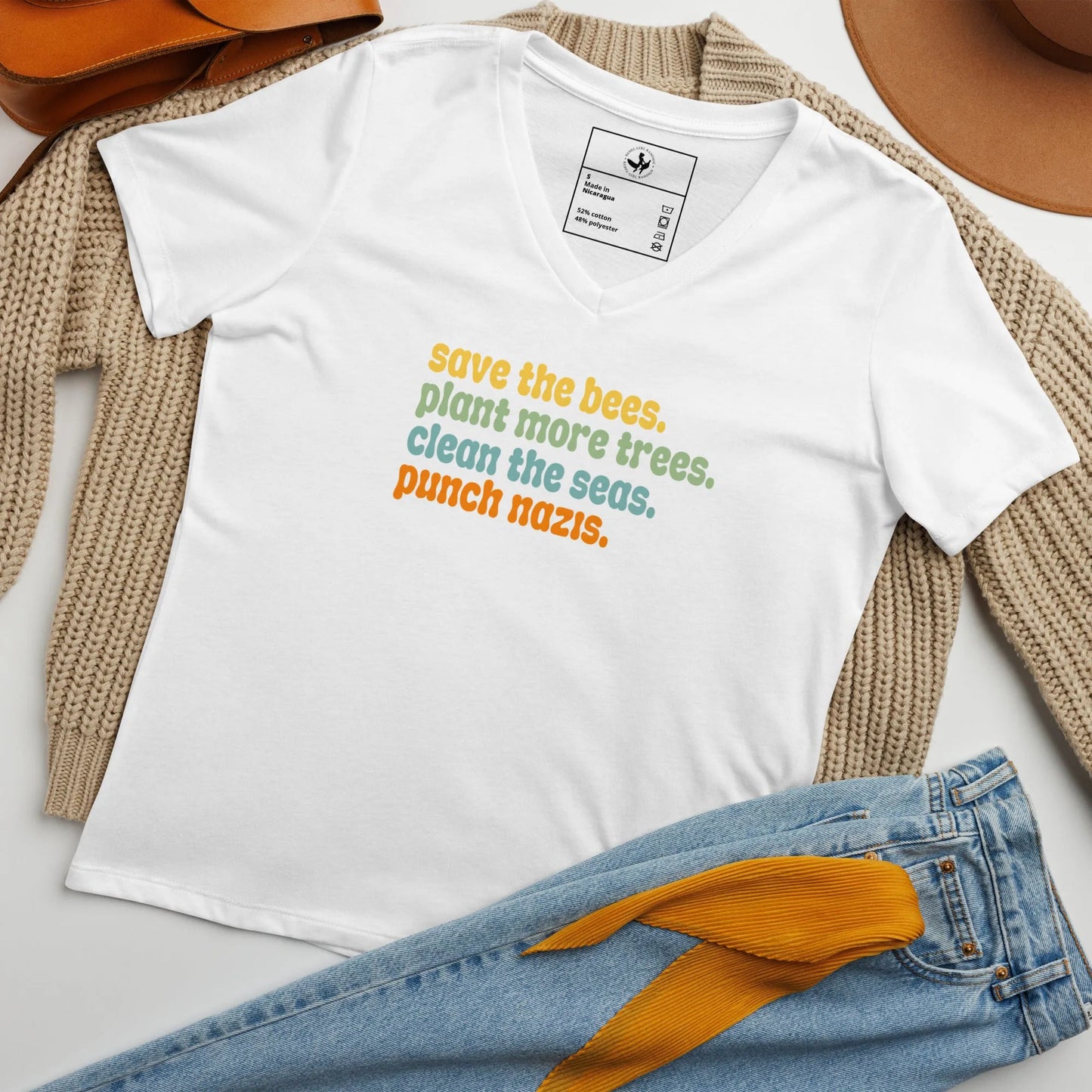 Bees, Trees & Seas Rhyme V-Neck T-Shirt - The Dock Drop